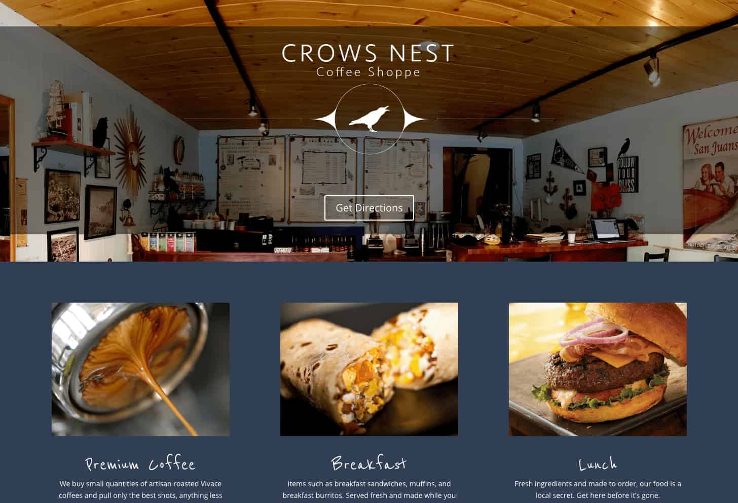 Crow's Nest Coffee Shoppe Website